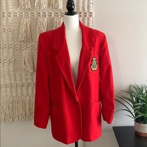 Oversized Vintage cherry red crested blazer